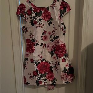 Lulu's Elegant Floral Dress in Red and White